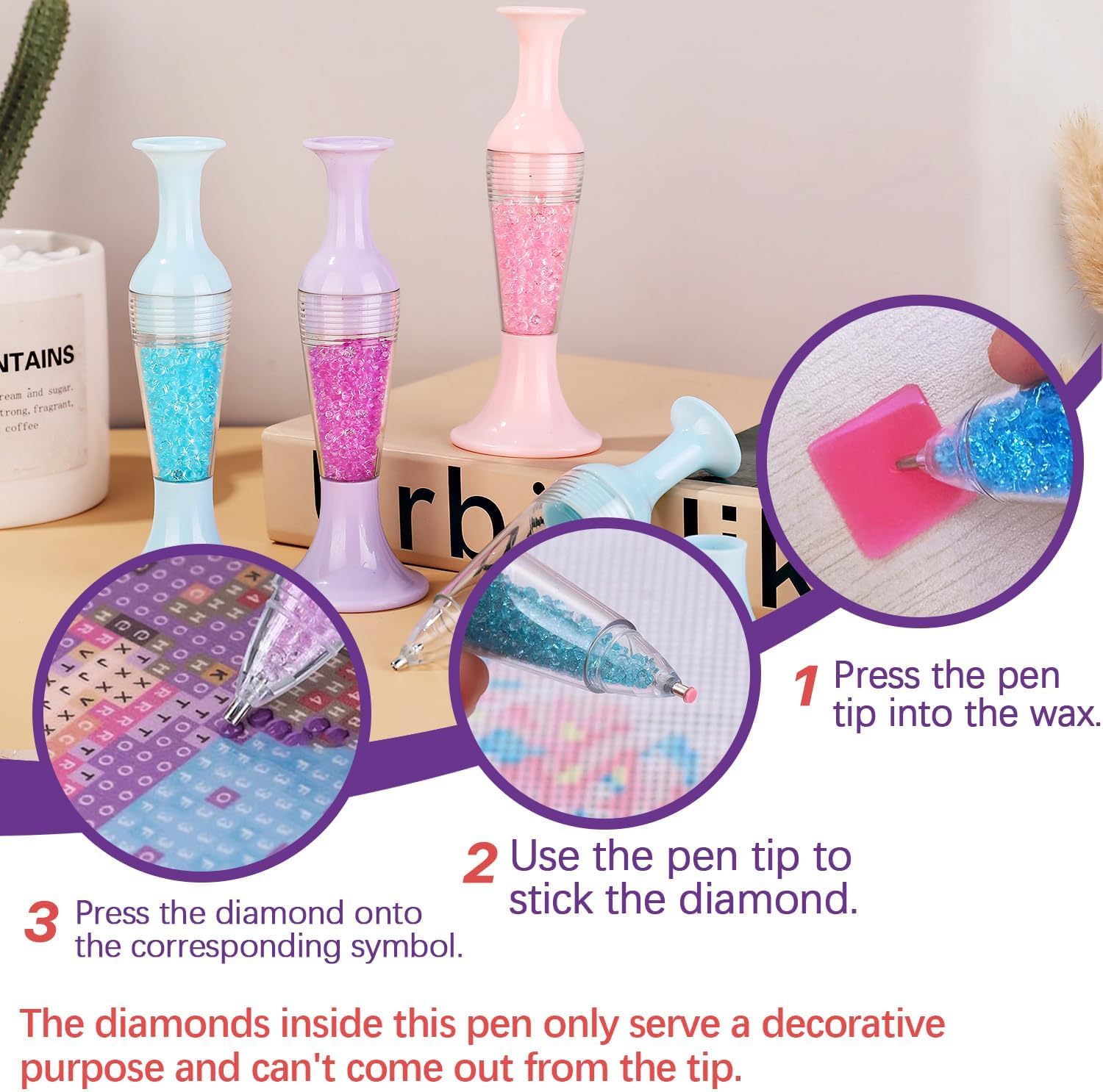 3 PCS Diamond Art Pens, Flower - Terracotta Pot recension och pris